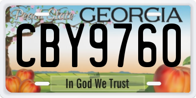 GA license plate CBY9760