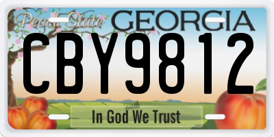 GA license plate CBY9812