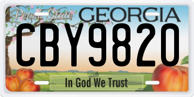 GA license plate CBY9820