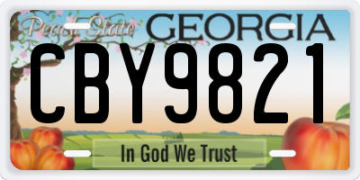 GA license plate CBY9821