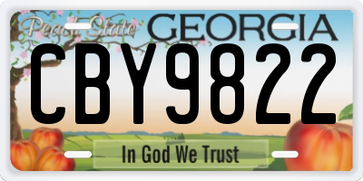 GA license plate CBY9822
