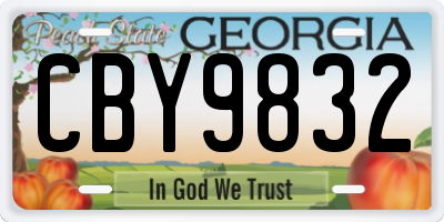 GA license plate CBY9832