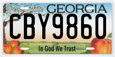 GA license plate CBY9860