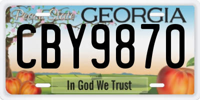 GA license plate CBY9870
