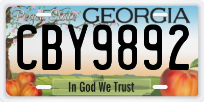 GA license plate CBY9892