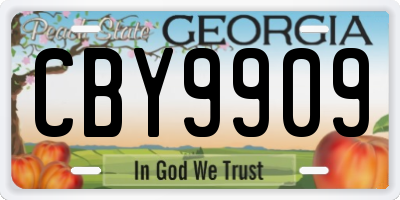 GA license plate CBY9909