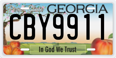 GA license plate CBY9911
