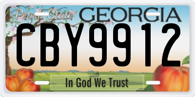 GA license plate CBY9912