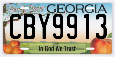 GA license plate CBY9913