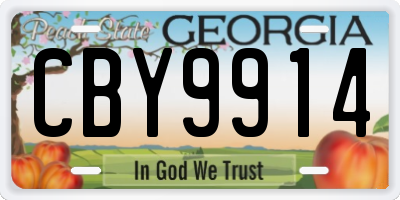 GA license plate CBY9914