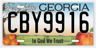 GA license plate CBY9916