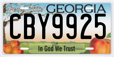 GA license plate CBY9925