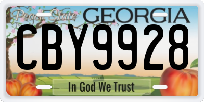 GA license plate CBY9928