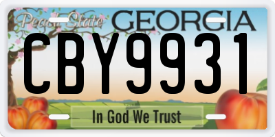 GA license plate CBY9931
