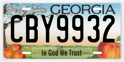 GA license plate CBY9932