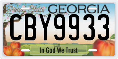 GA license plate CBY9933