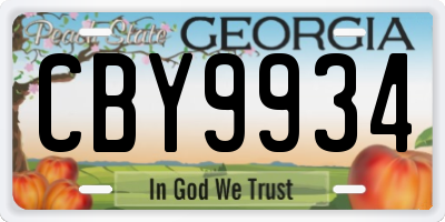 GA license plate CBY9934