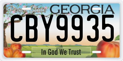 GA license plate CBY9935