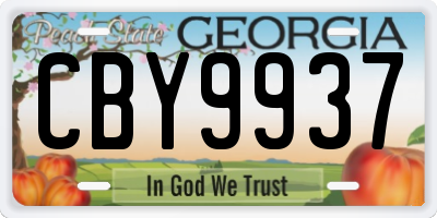 GA license plate CBY9937
