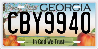 GA license plate CBY9940