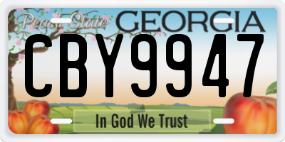 GA license plate CBY9947