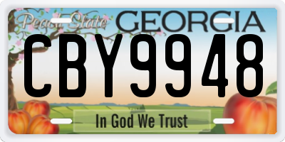 GA license plate CBY9948