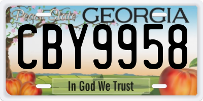 GA license plate CBY9958