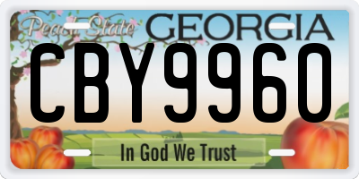 GA license plate CBY9960
