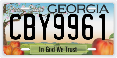 GA license plate CBY9961
