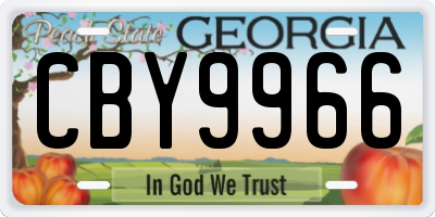GA license plate CBY9966