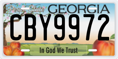GA license plate CBY9972