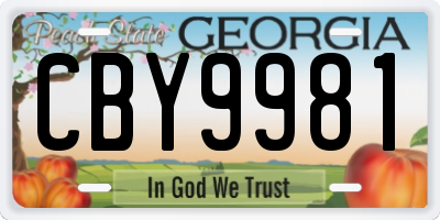 GA license plate CBY9981