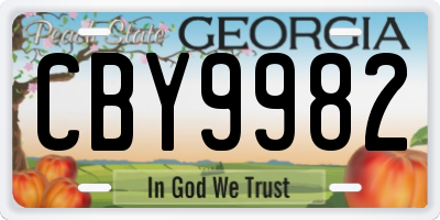 GA license plate CBY9982
