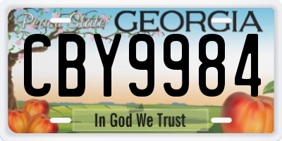 GA license plate CBY9984