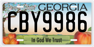GA license plate CBY9986