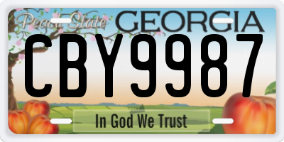 GA license plate CBY9987