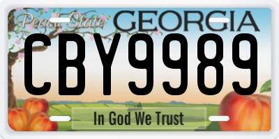 GA license plate CBY9989
