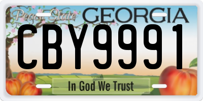 GA license plate CBY9991