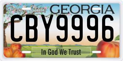 GA license plate CBY9996
