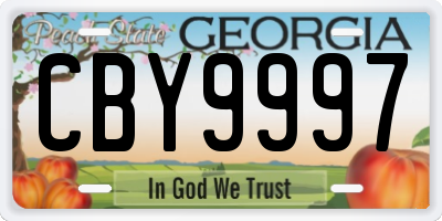 GA license plate CBY9997