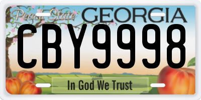 GA license plate CBY9998