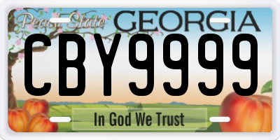 GA license plate CBY9999