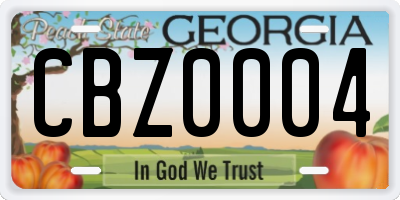 GA license plate CBZ0004