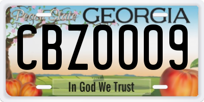 GA license plate CBZ0009