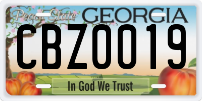 GA license plate CBZ0019