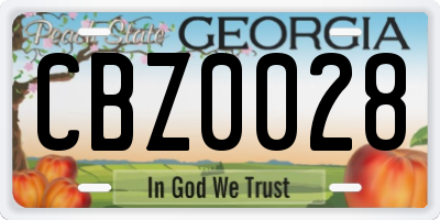 GA license plate CBZ0028