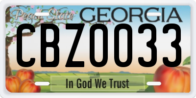 GA license plate CBZ0033