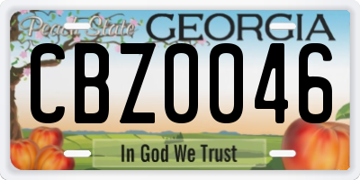 GA license plate CBZ0046