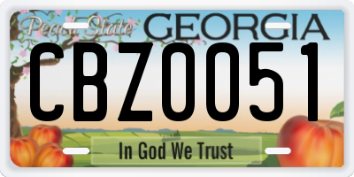 GA license plate CBZ0051