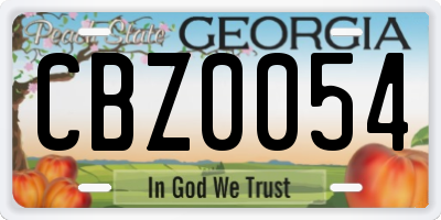 GA license plate CBZ0054